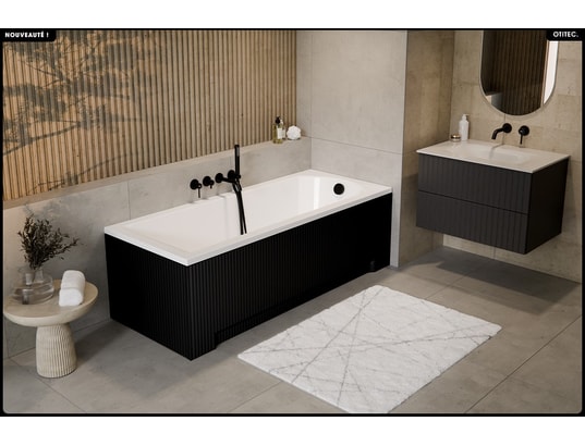 OTITEC - Baignoire rectangulaire - 140 x 70 cm - avec tablier noir ra...