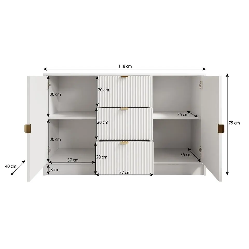 Meubella - Dressoir Tavares - Wit - 118 cm