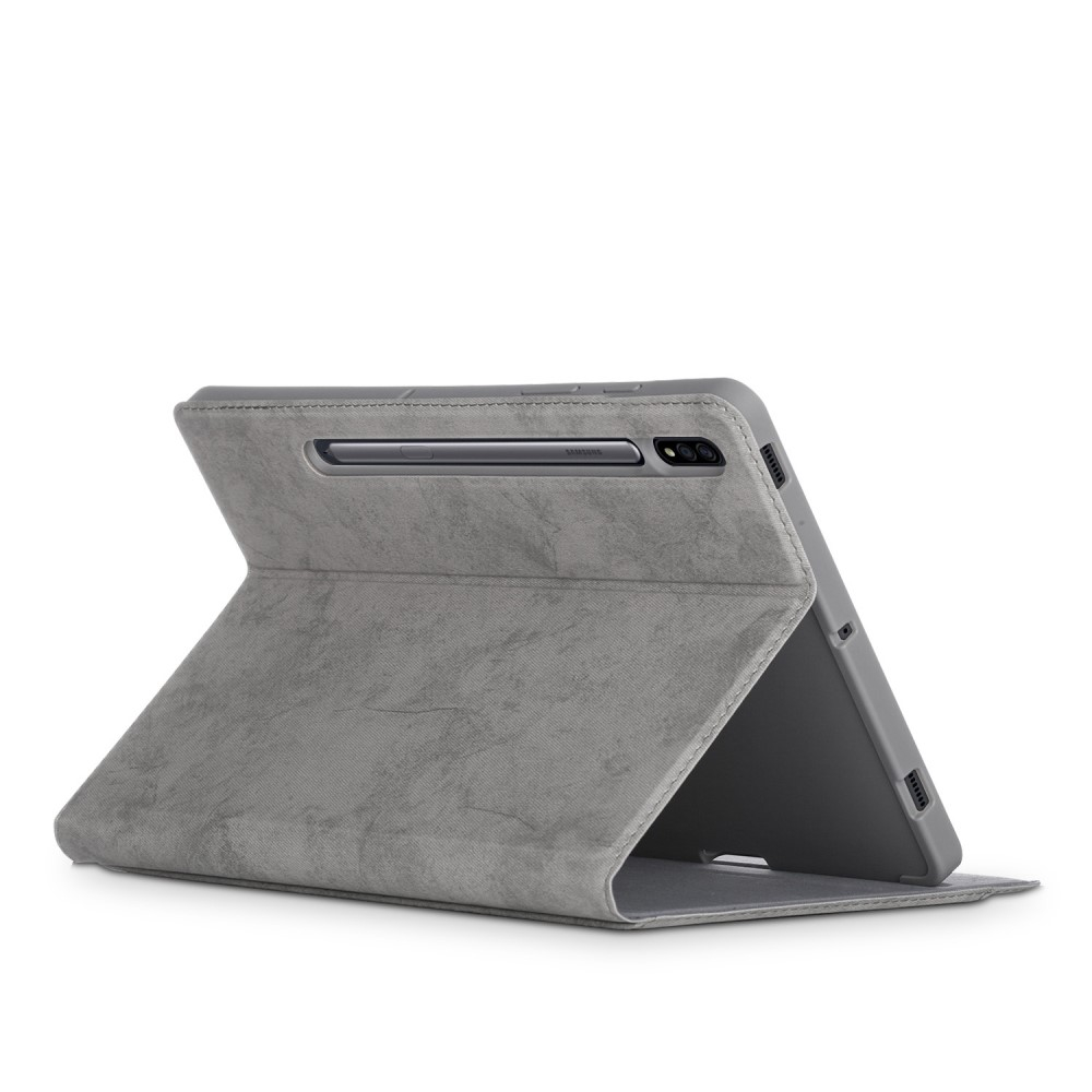 Samsung Galaxy Tab S8  Plus / Tab S7  Plus / Tab S7 FE 5G Vintage Leder Tasche Smart Case Hülle S-Pen Halterung - Grau