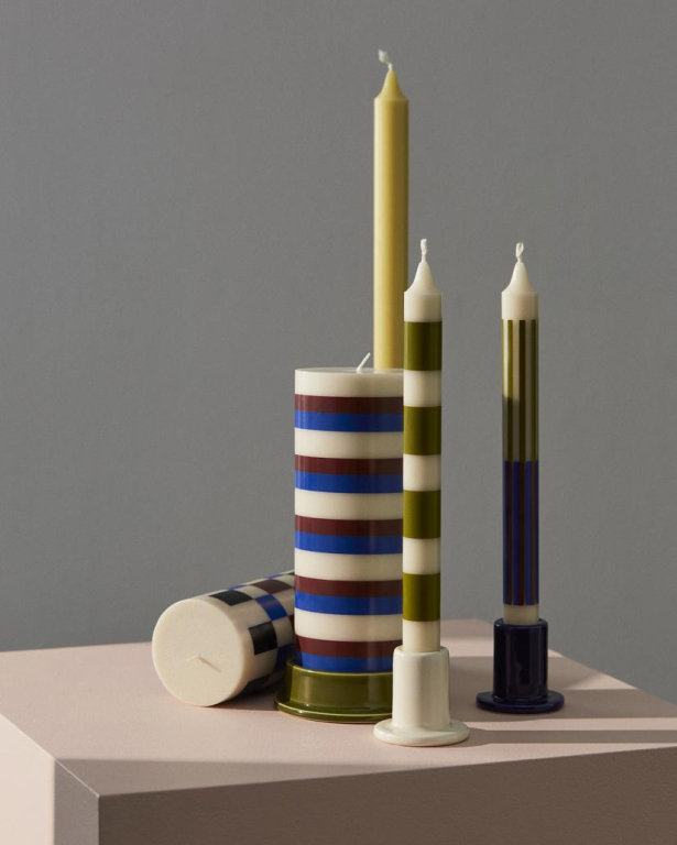 Hay Column kaars small Grey and Blue