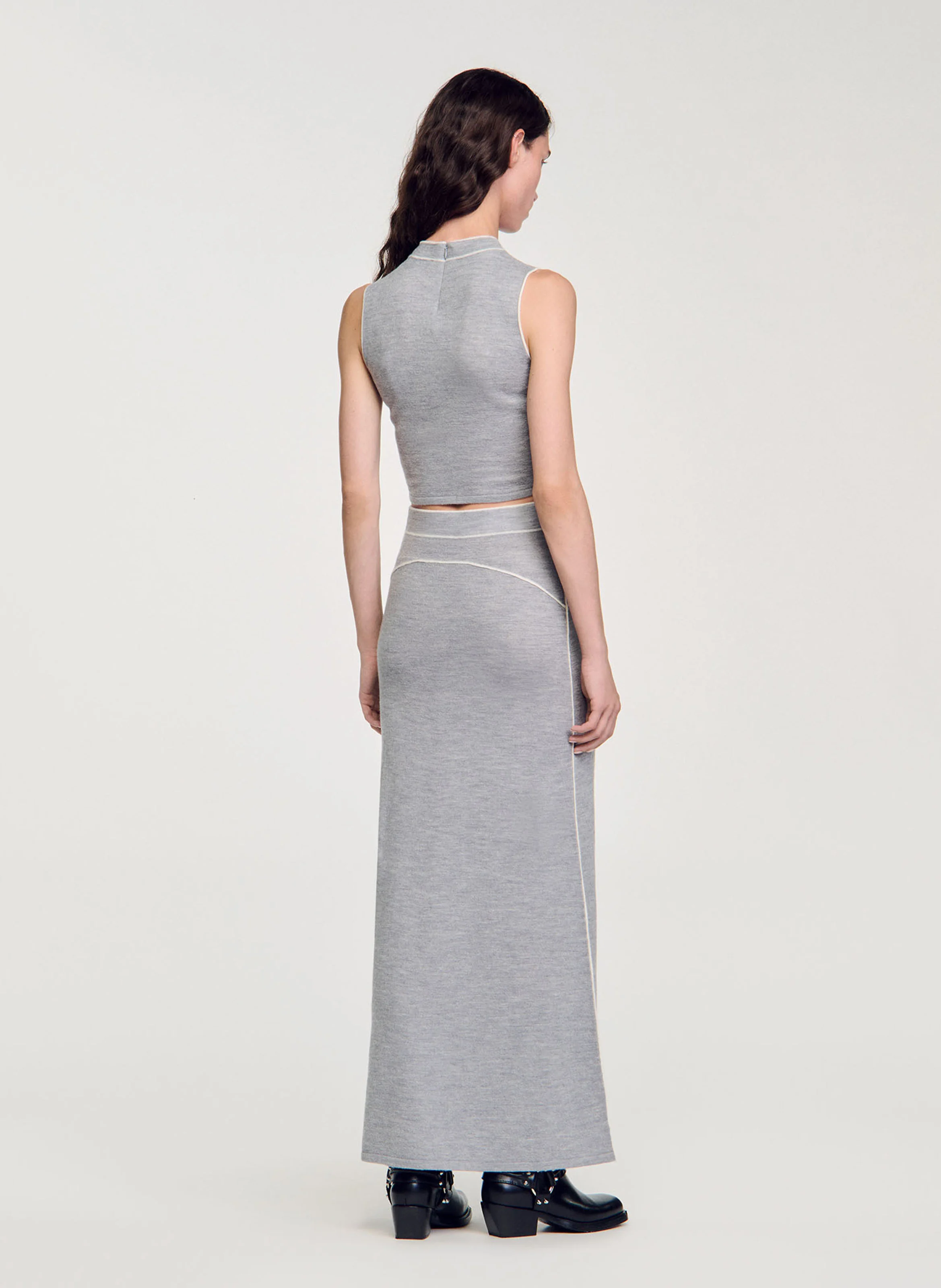 Top col rond en laine | Gris