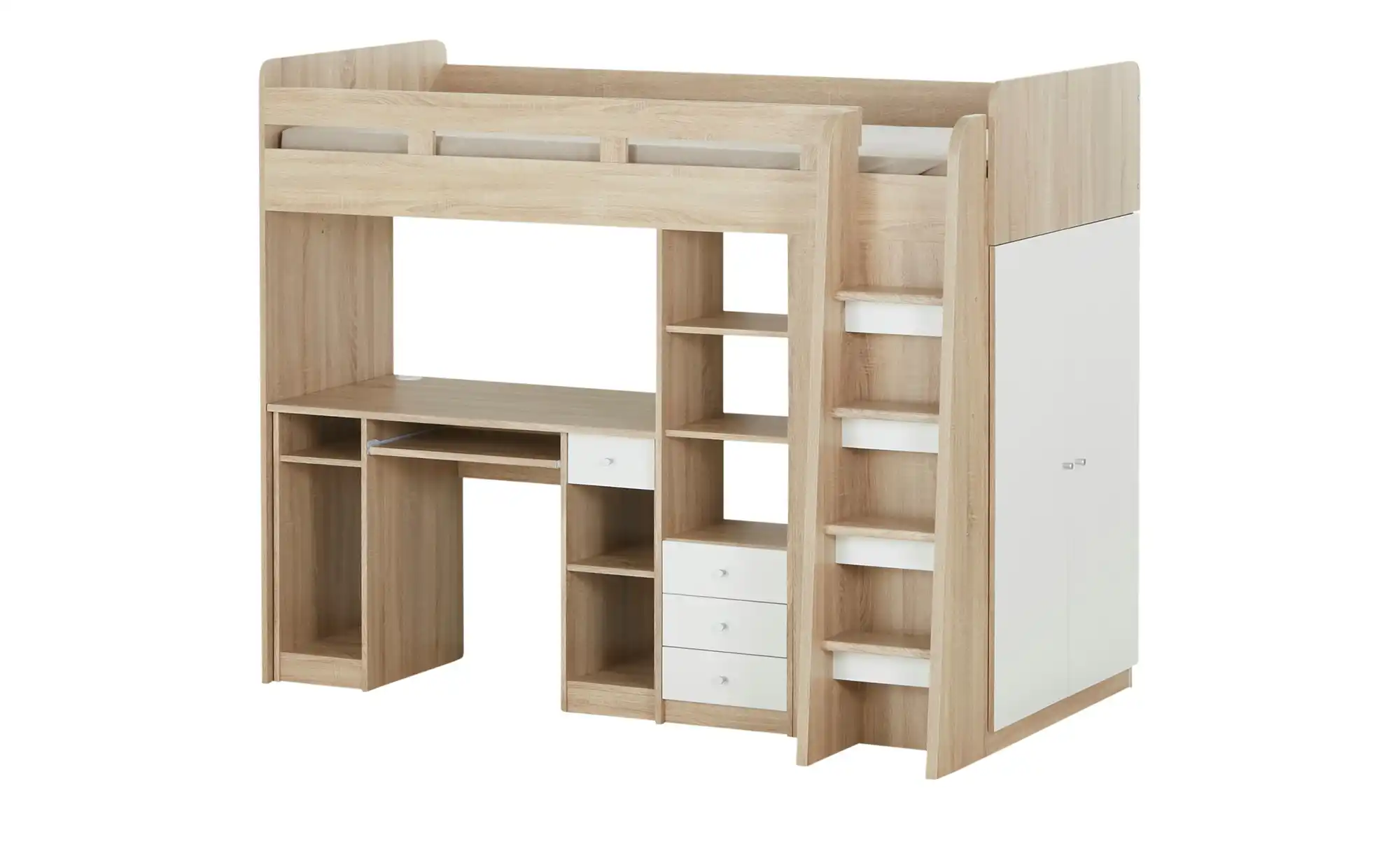 Hochbett mit Kleiderschrank und Schreibtisch Unit