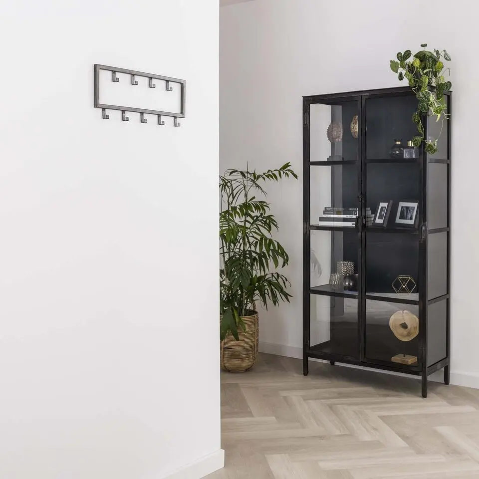 Hoyz - Kapstok Industrieel met 9 haken - Grijs - Wandkapstok 50cm