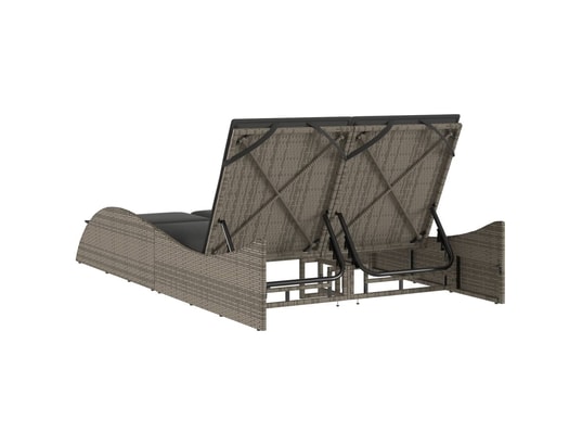 VIDAXL - Bain de soleil Chaise longue avec coussins gris 114x205x73 cm résine tress...