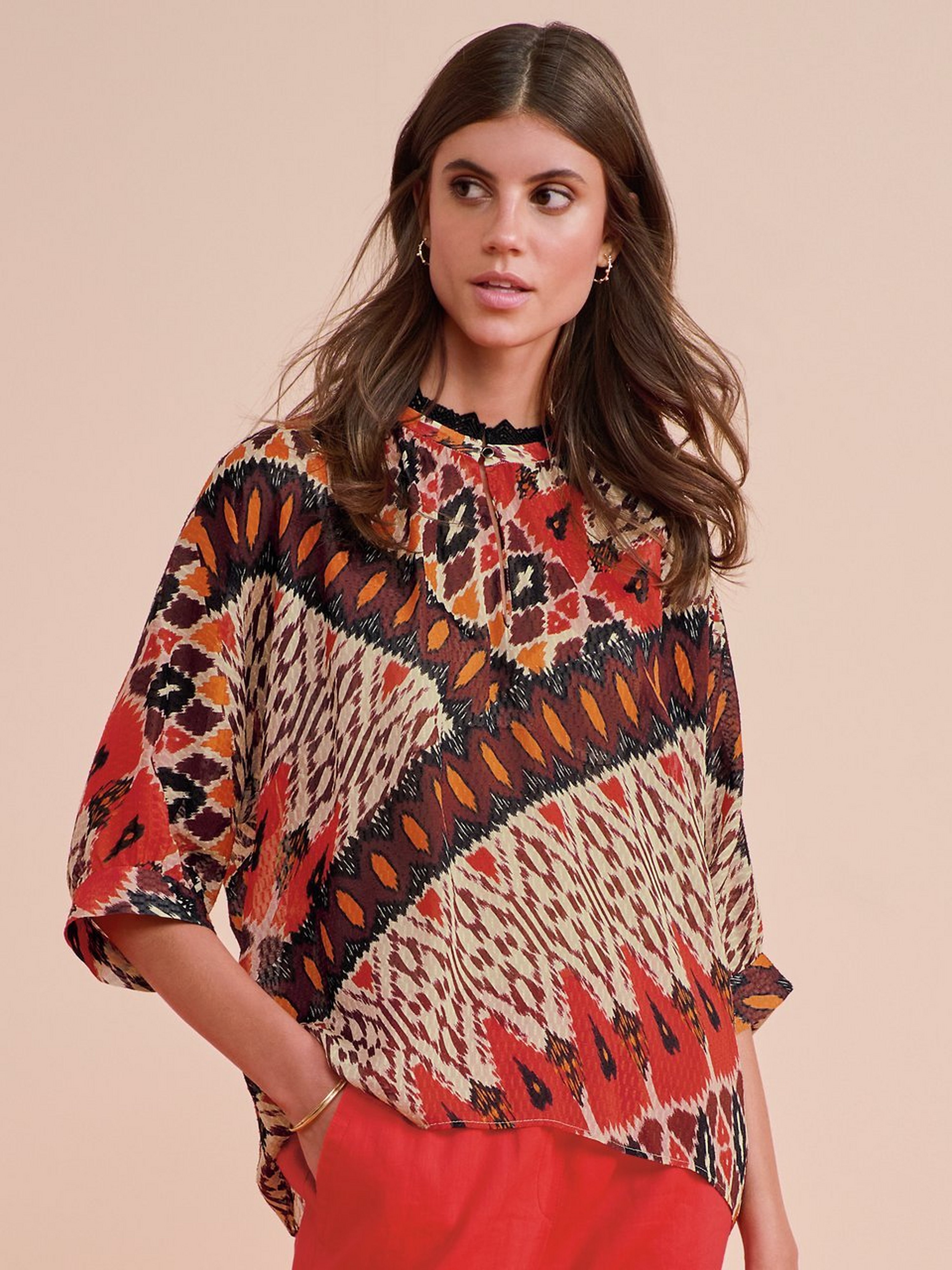 Bluse mit 3/4-Fledermausarm