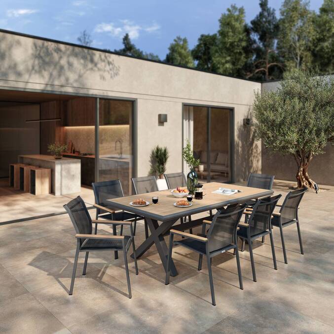 Table de jardin AXIOME Eucalyptus & Graphite