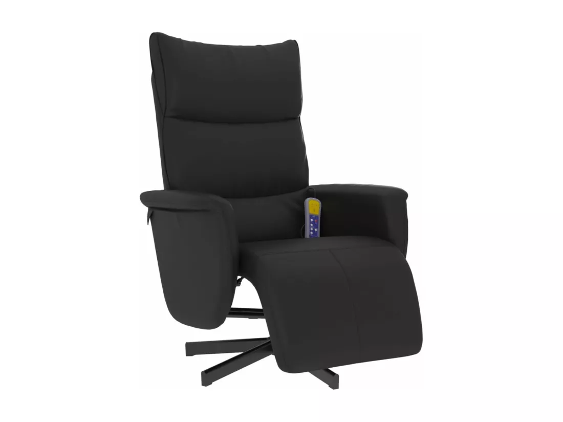 Fauteuil inclinable massant repose-pieds noir similicuir