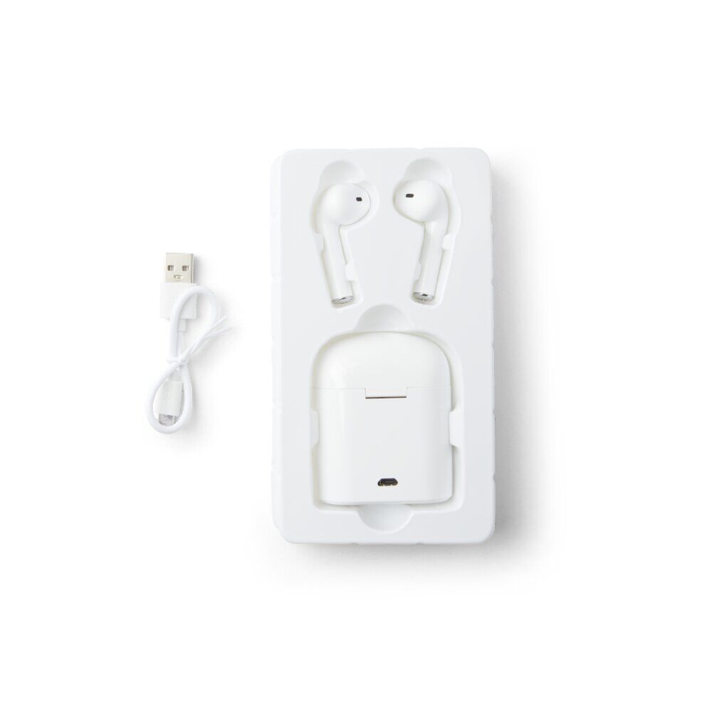 Écouteurs Bluetooth avec étui de charge blanc
