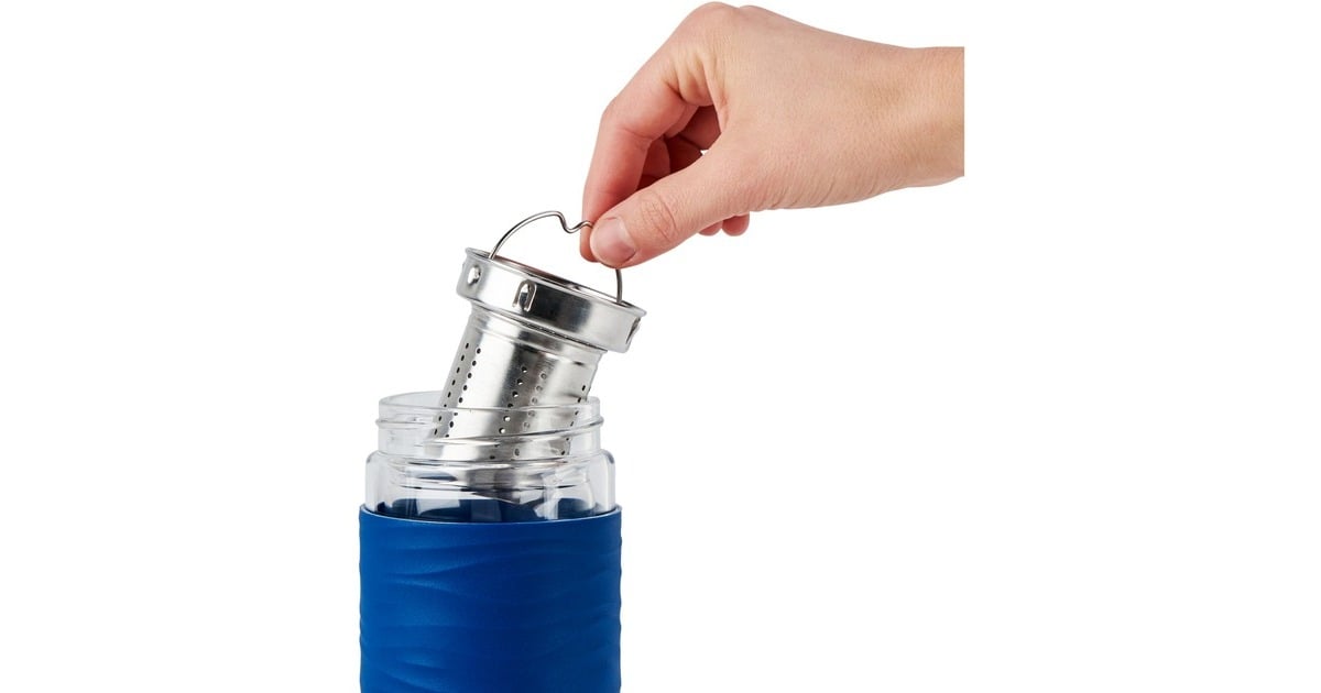 EmsaTea Mug Thermosbeker 0,4 Liter  (Blauw/transparant, Glas, schroefdop)