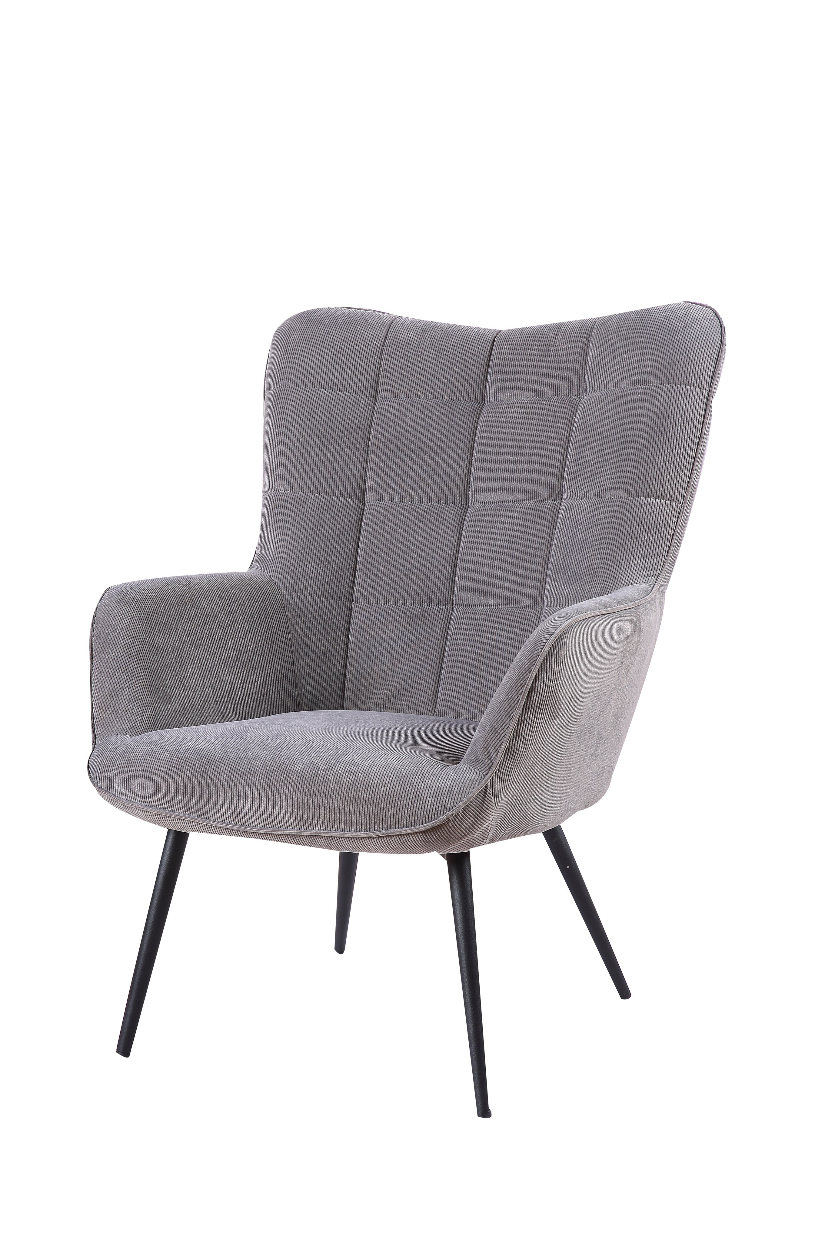 byLIVING Sessel UTA, Cordbezug grau, Gestell Metall schwarz