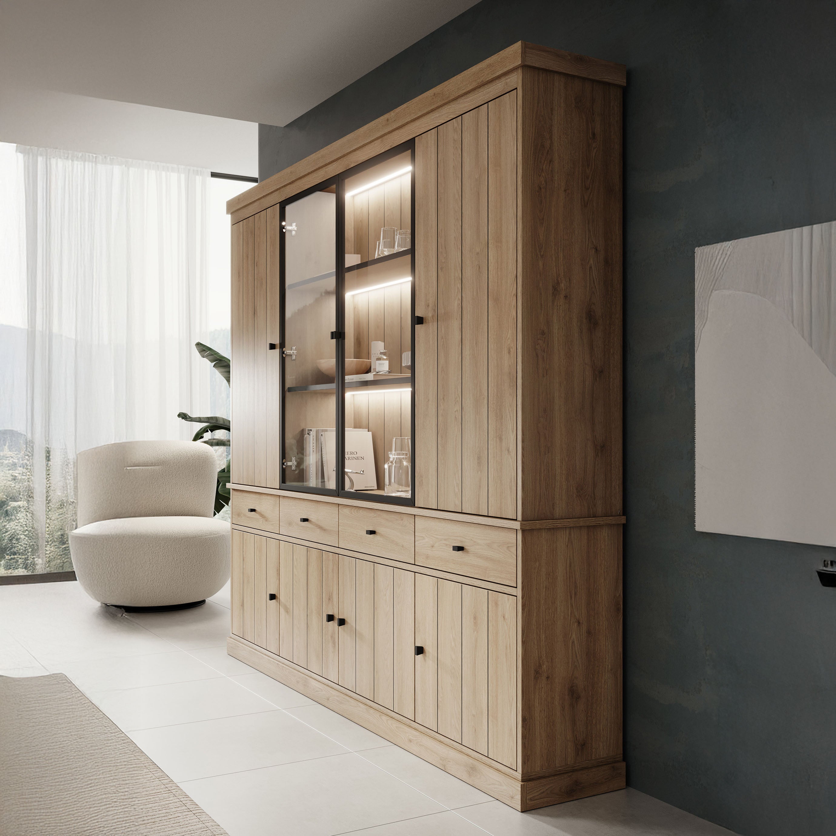 Vince 4 - Buffetkast - Eiken - 240x40x220 cm