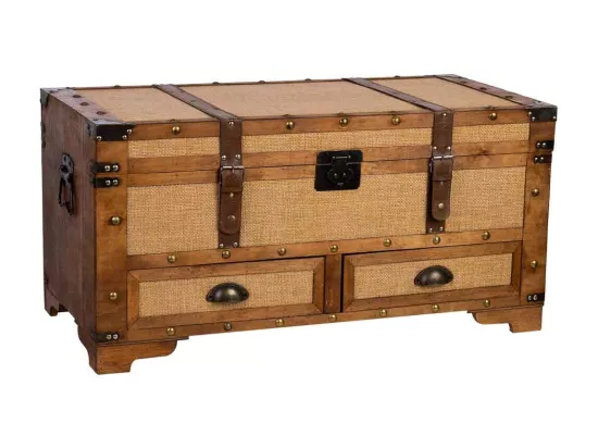 Coffre en bois marron 90x45x45,5