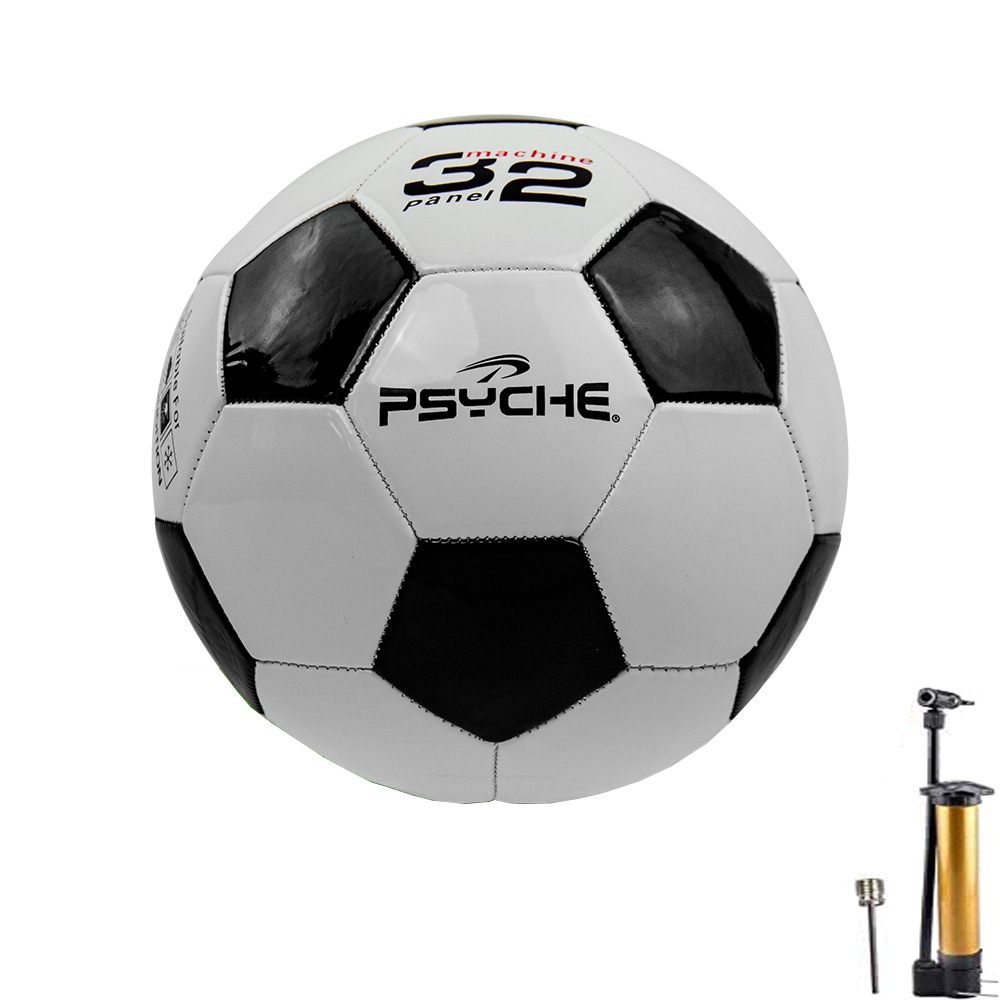 (Gr. 5) Fussball Outdoor Sport Ball mit Luftpumpe und Ballnadel - Weiss / Schwarz