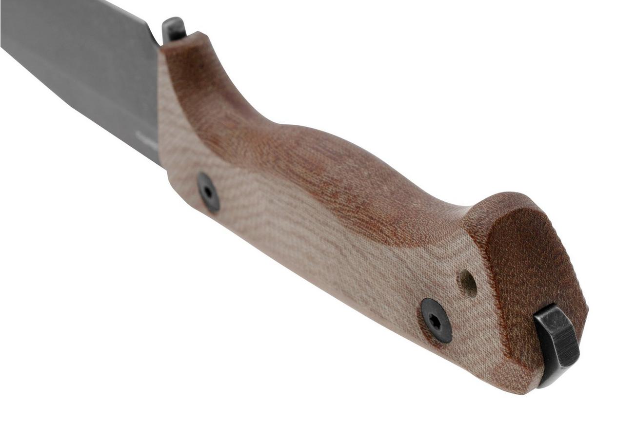LionSteel T6 Old Black, Natural Canvas Micarta T6B-CVN vaststaand mes