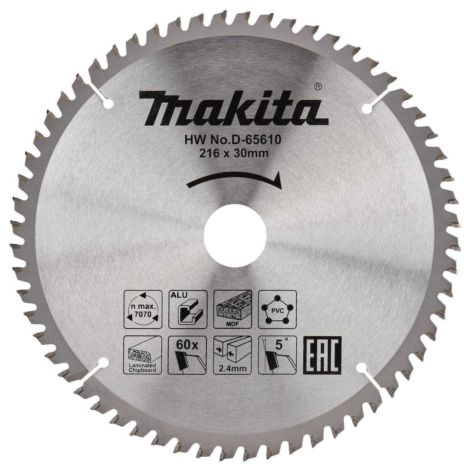Makita Afkortzaagblad voor Multimaterial | Standaard | Ø 216mm Asgat 30mm 60T - D-65610