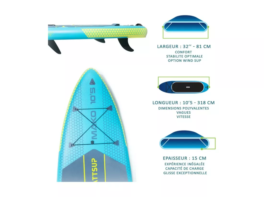 SUP Mako Wattsup Dropstitch - 318x81x15 cm (10'5