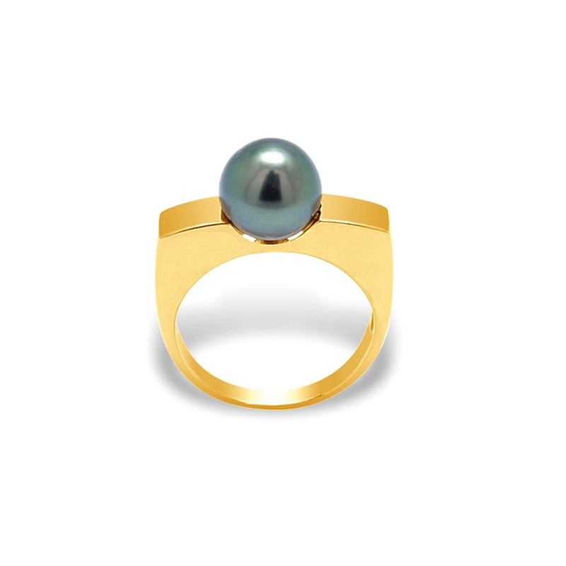Bague Femme Perle de Tahiti A de 8 mm et Or jaune 375/1000