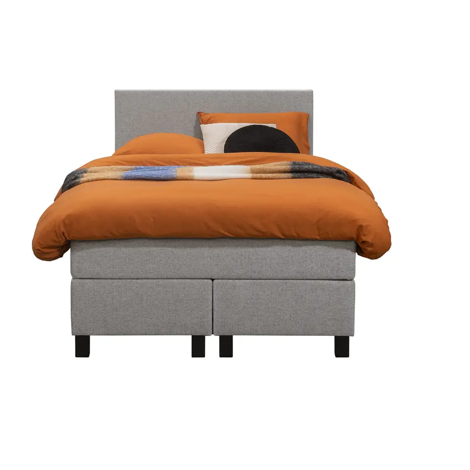 Boxspring Liv egaal - lichtgrijs - 120x200 cm - vierkante poot