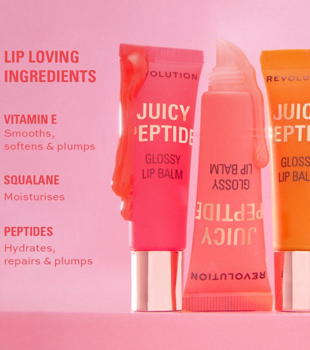 Makeup Revolution - Bálsamo de Brilho Labial Juicy Peptide - Guava Rum Punch Coral