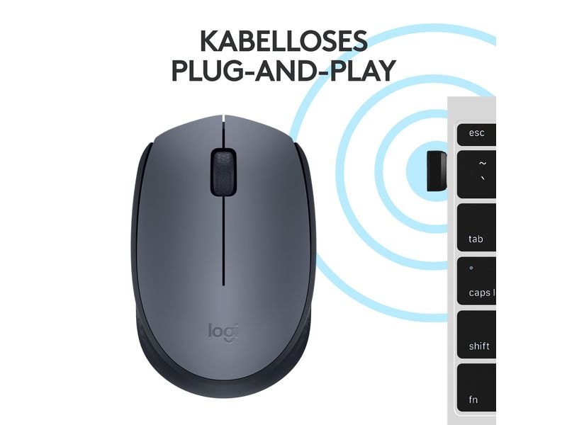 Logitech Maus M170 , kabellos Kleine 3-Tasten-Wireless-Maus für Links- & Rechtshänder mit bis zu 12 Monaten Batterielaufzeit