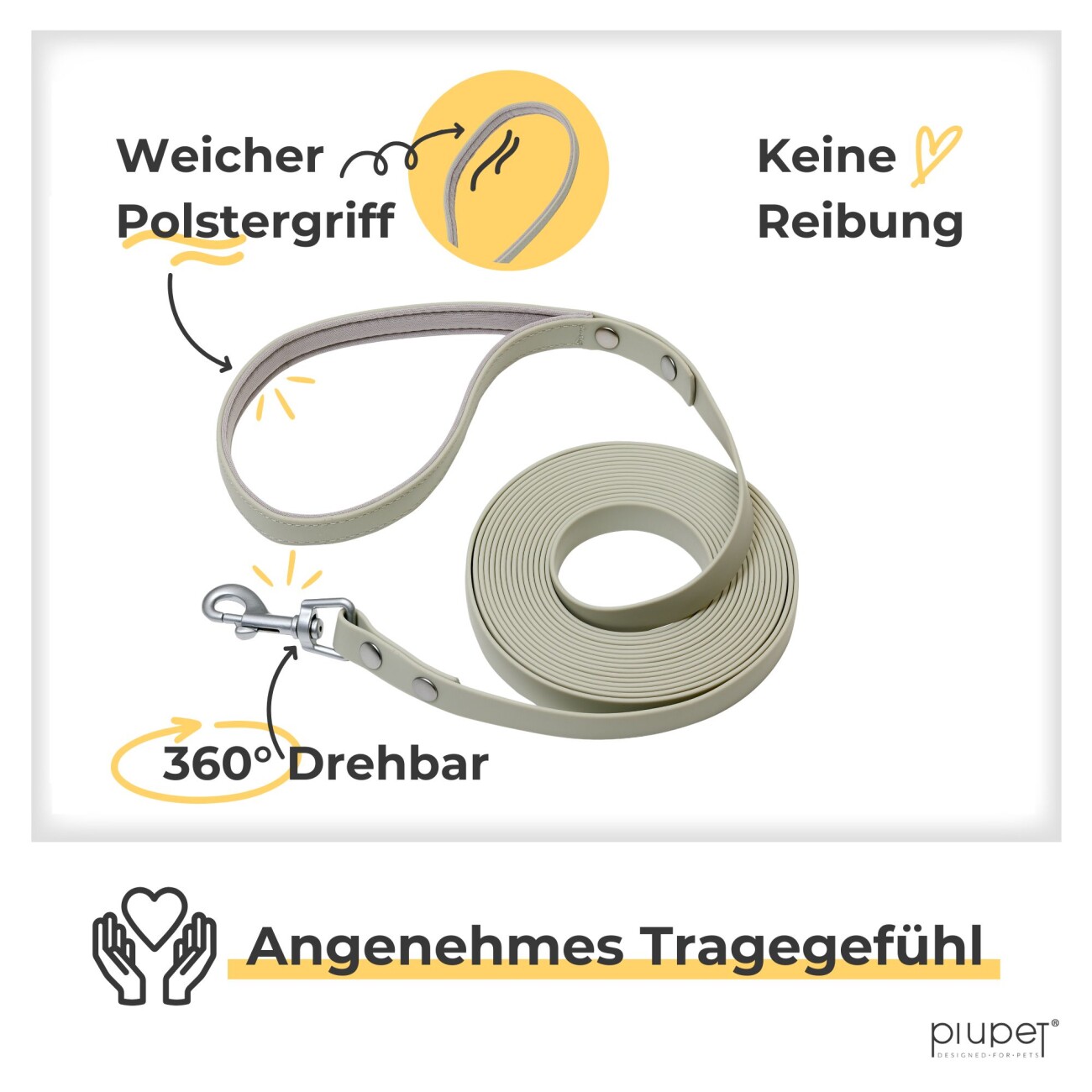 PIUPET Schleppleine grau 5 m