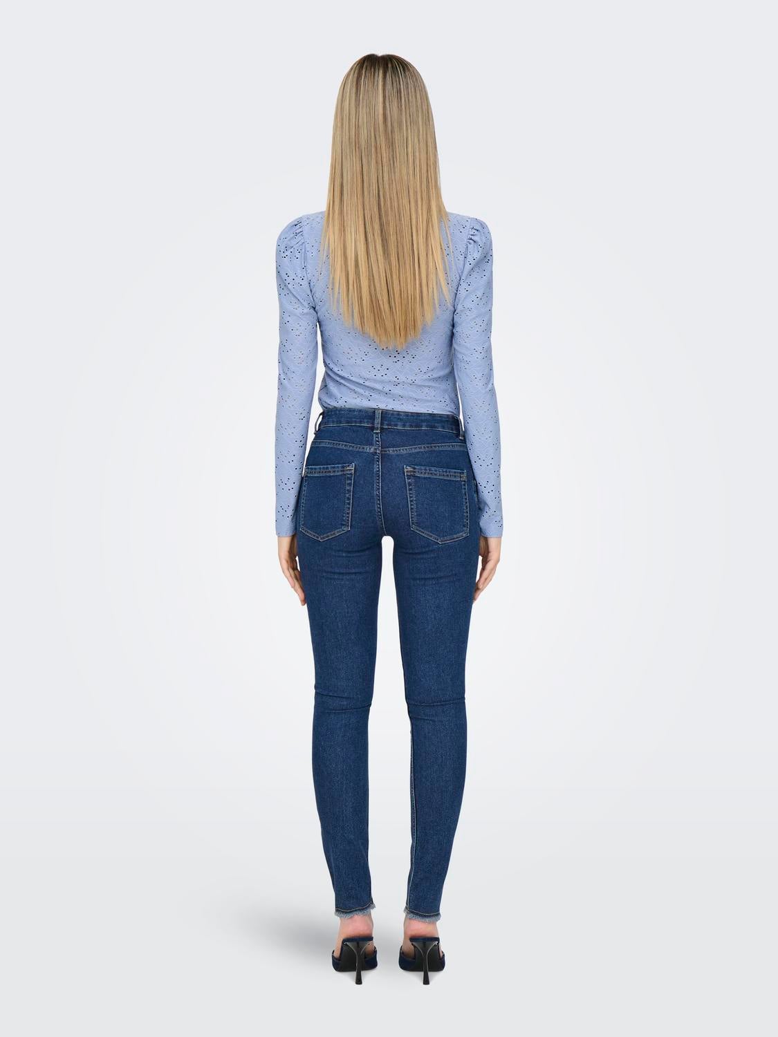 ONLHUSH Mittlere Taille Skinny Fit Jeans Dark Blue Denim