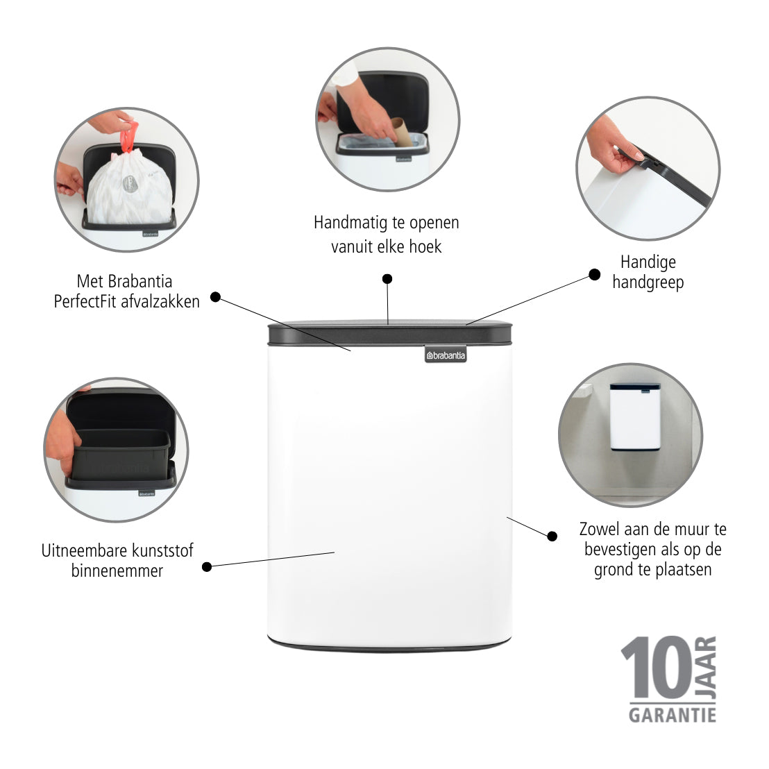 Brabantia Bo Afvalemmer 7 L - White