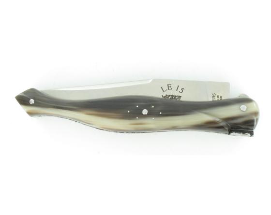 Laguiole 15 cm - Forgé (forme flêche) - Plein Manche en Corne - GUILLOCHAGE Couteau de Poche Dubesset
