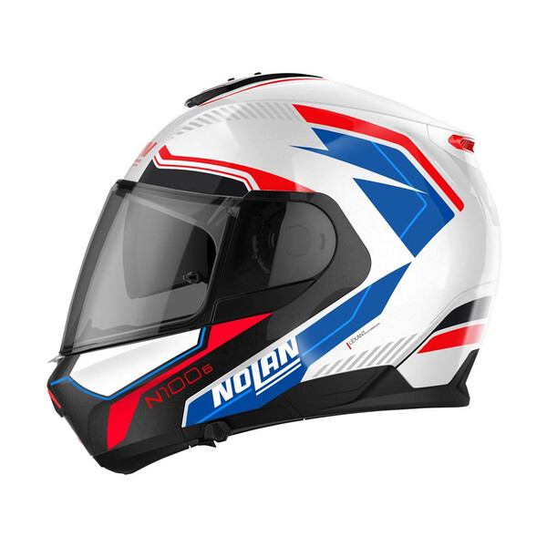 Nolan - Casque N100-6 Surveyor N-Com Blanc / Rouge / Bleu / Brillant