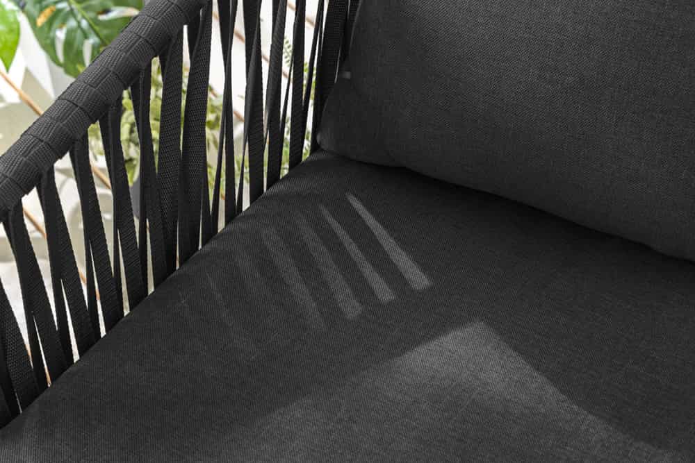 Moderner Stuhl ROPE anthrazit Metall Gartensessel inkl. Kissen In- und Outdoor
