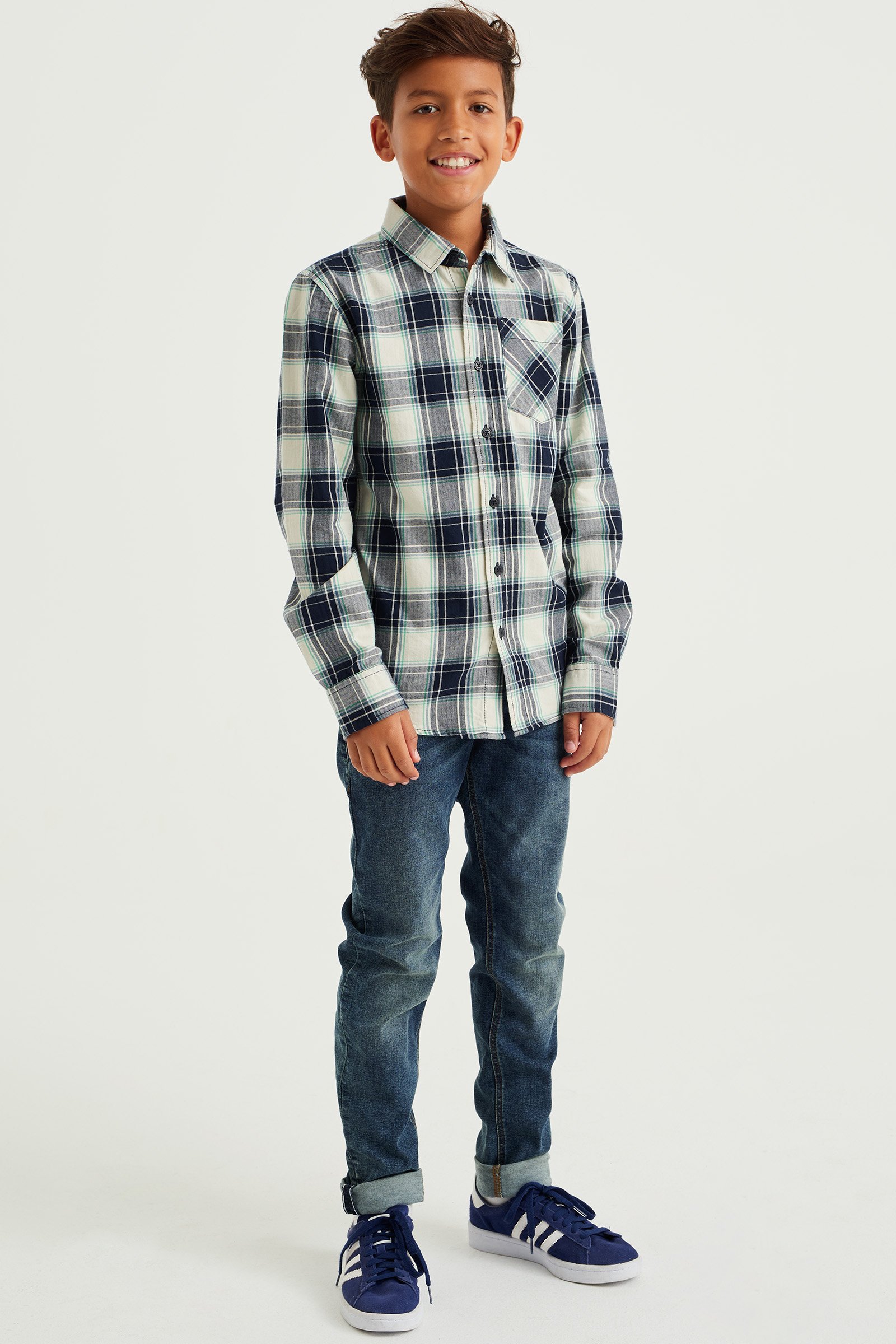 Jongens overhemd met dessin WE Fashion Donkerblauw