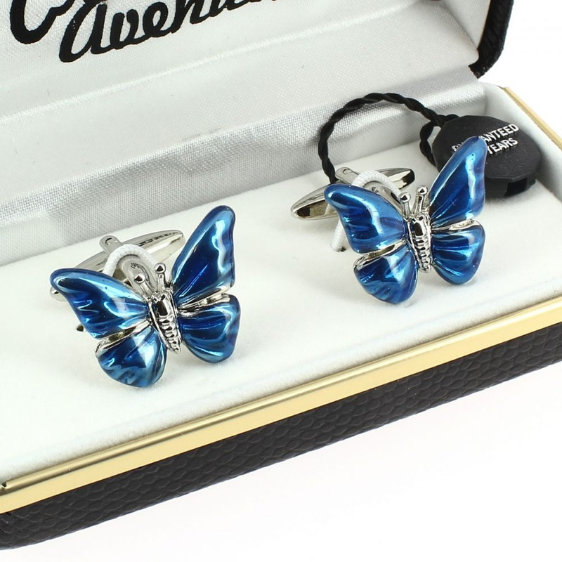 Boutons de manchette, Papillon bleu