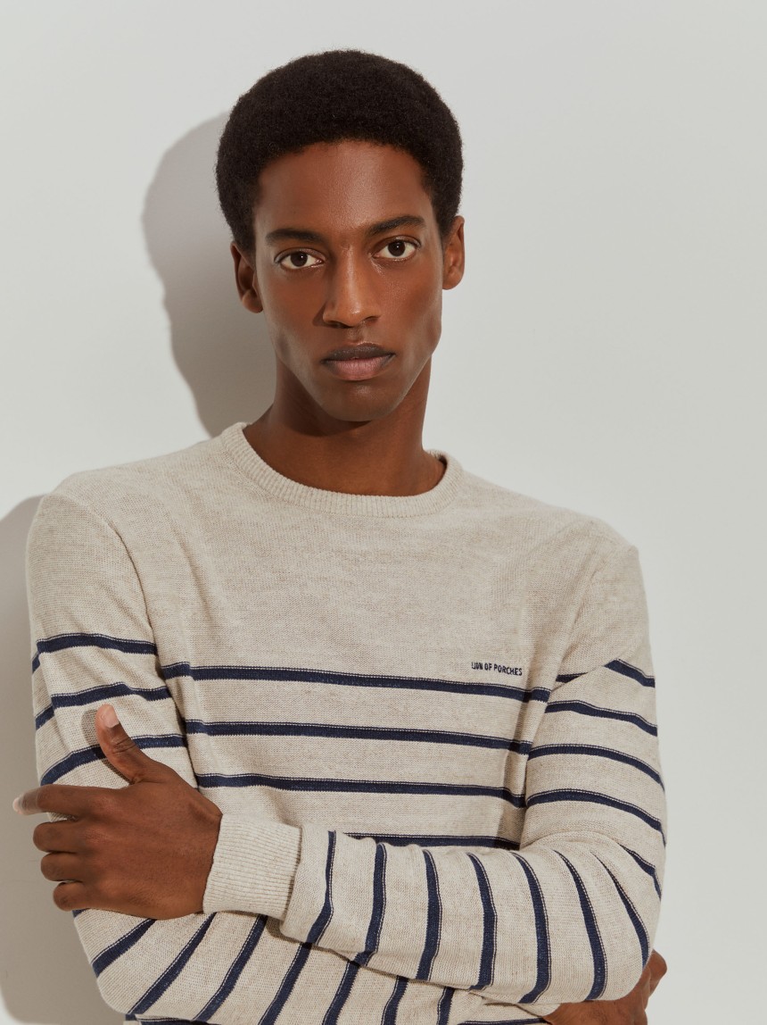 Camisola de malha às riscas