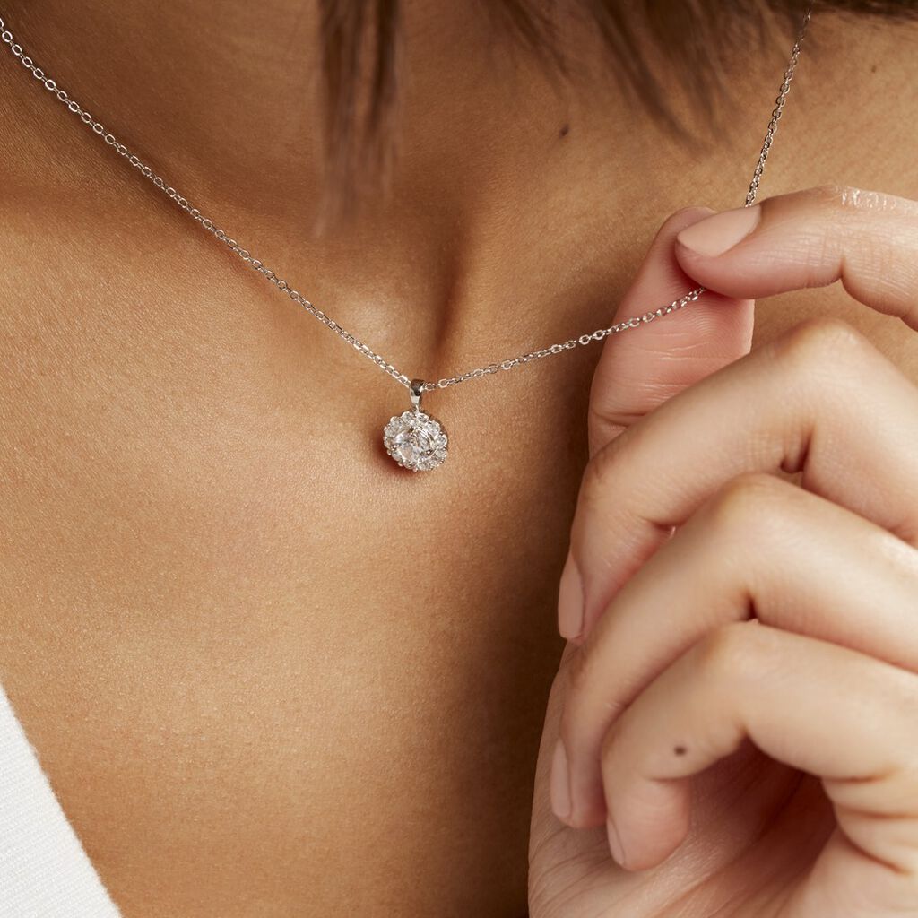 Collier Princess Argent Blanc Oxyde De Zirconium