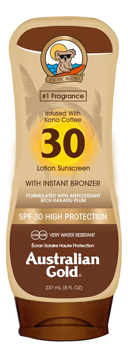 Australian Gold Lotion Sunscreen with bronzer SPF30 - 237 ml.
