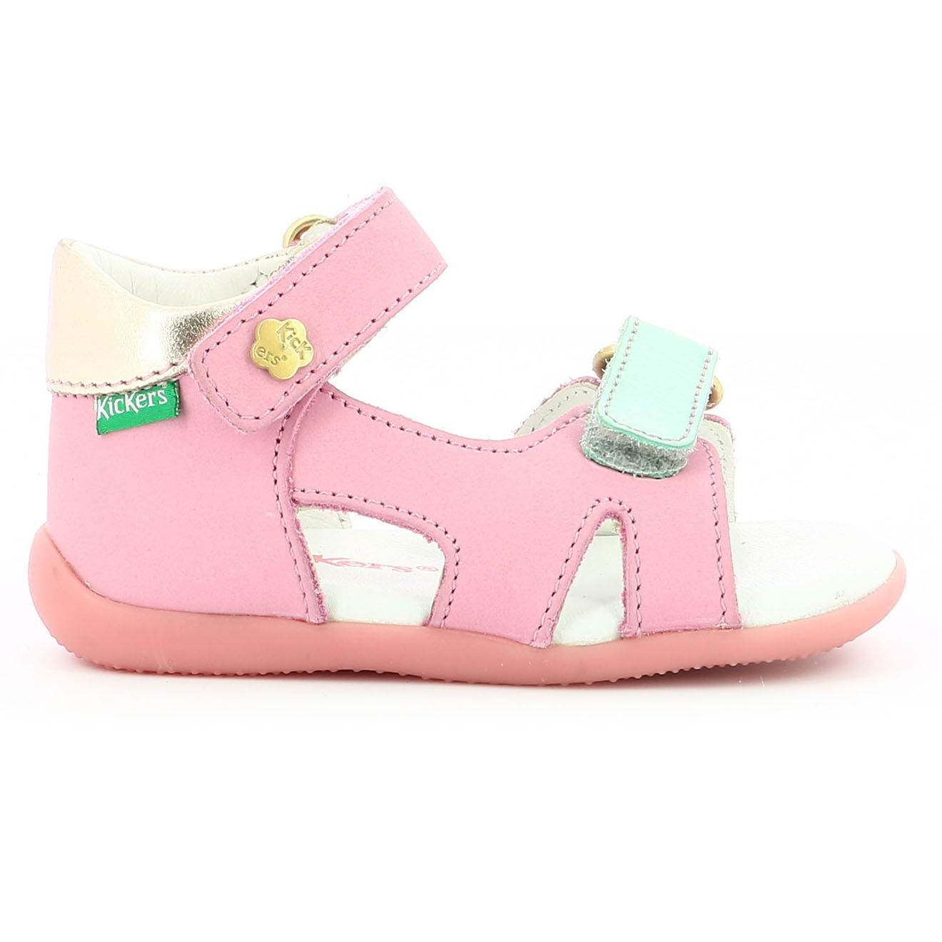 Kickers Sandales en Cuir Binsia-2 rose/doré/bleu
