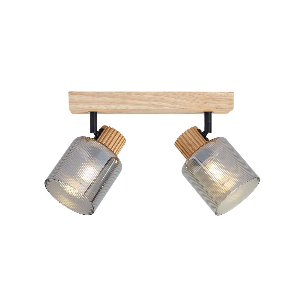 Moderne spot hout met smoke glas 2-lichts draai- en kantelbaar - Gracy