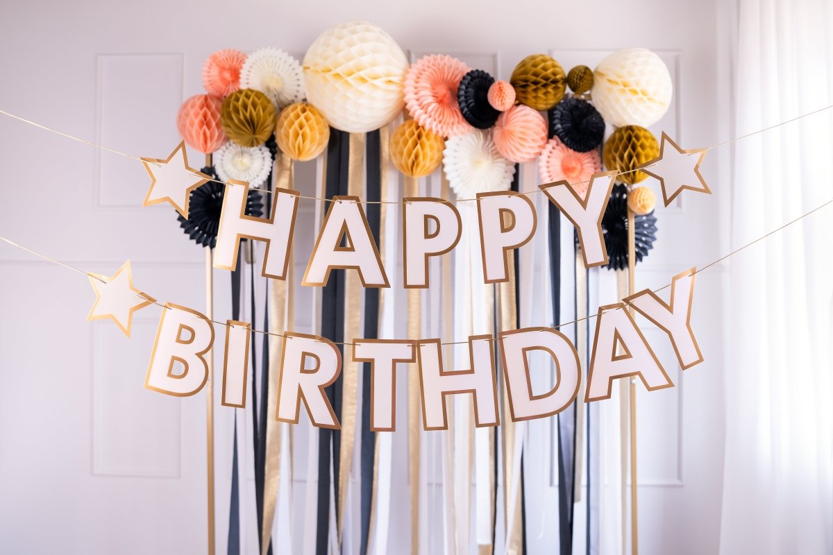 Happy Birthday Letterslinger Wit Goud 3m
