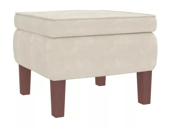 Chaise à bascule avec pieds en bois et tabouret Crème Velours