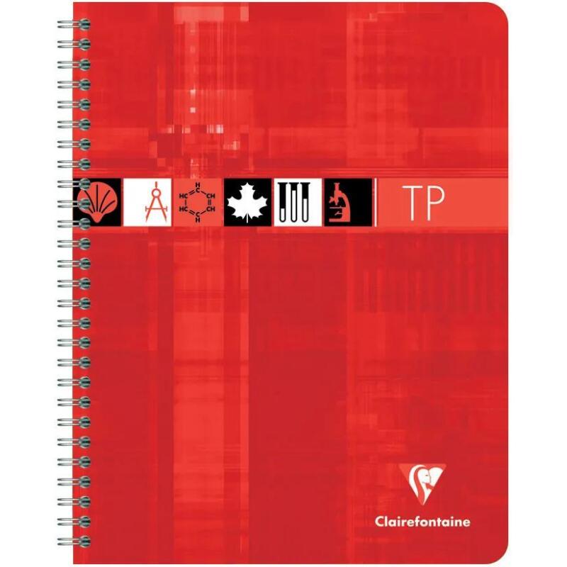 Cahier Travaux Pratiques reliure intégrale 17x22 cm 80 pages grands carreaux 90 g + uni 125 g - Assortis