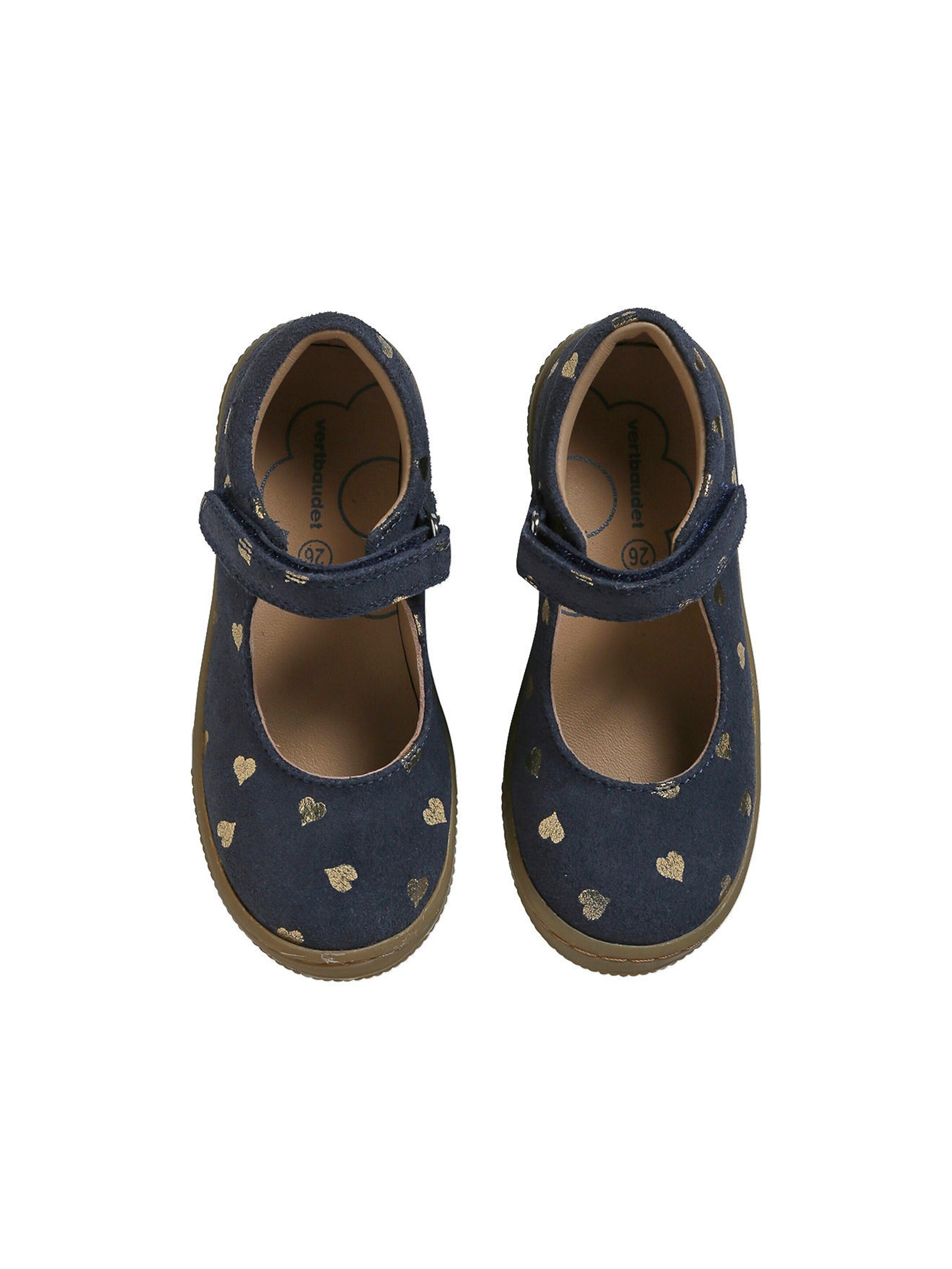 Vertbaudet Mädchen Klett-Ballerinas mit Anziehtrick blau bedruckt