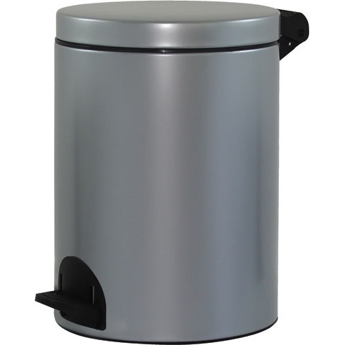 Poubelle à pédale 14 L Gris Métal - Élora