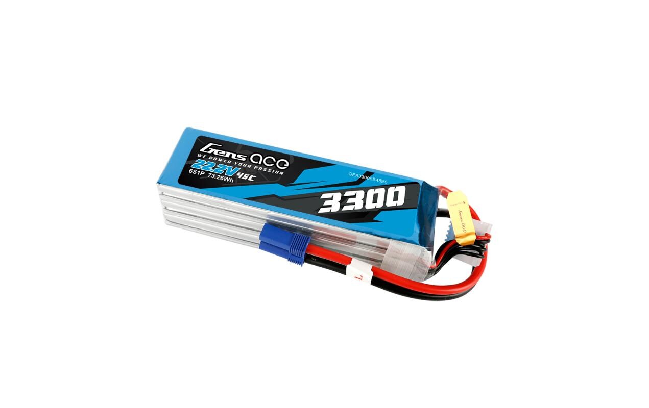 RC-Akku LiPo 3300 mAh 22.2 V 45C6S LiPo Akku mit EC5 Stecker, geeignet für Trex 600 und ähnliche Heli