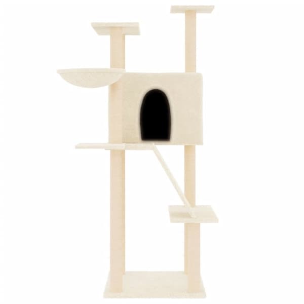 vidaXL Kattetre med klorestolper i sisal kremhvit 143 cm