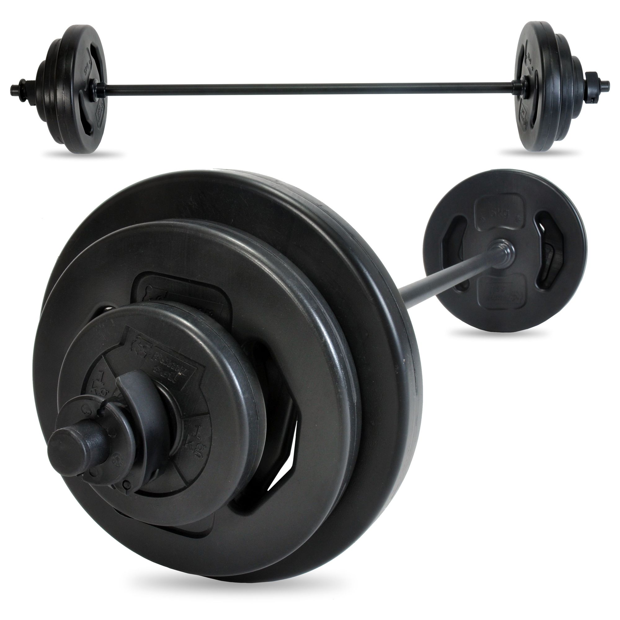 Original pumpset! 20 kg (Stange, Verschlüsse, Scheiben: 2 x 1,0 kg, 2 x 2,5 kg, 2 x 5,0 kg)