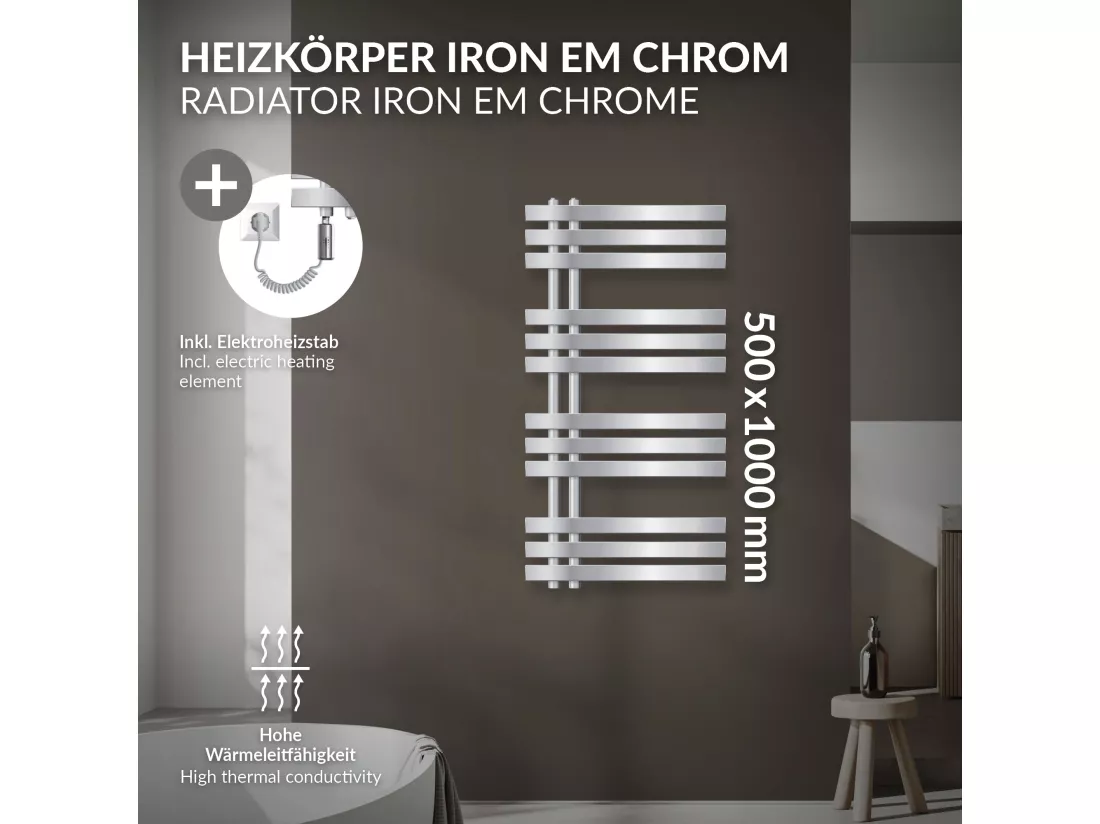 Iron EM Radiator Radiateur sèche-serviettes Radiateur de salle de bain chromé