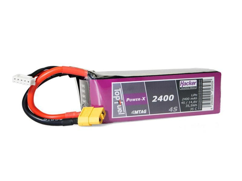 Hacker RC-Akku LiPo 2400 mAh 14.8 V 35C TopFuel Power-X MTA 4S LiPo-Akku für Flugmodelle