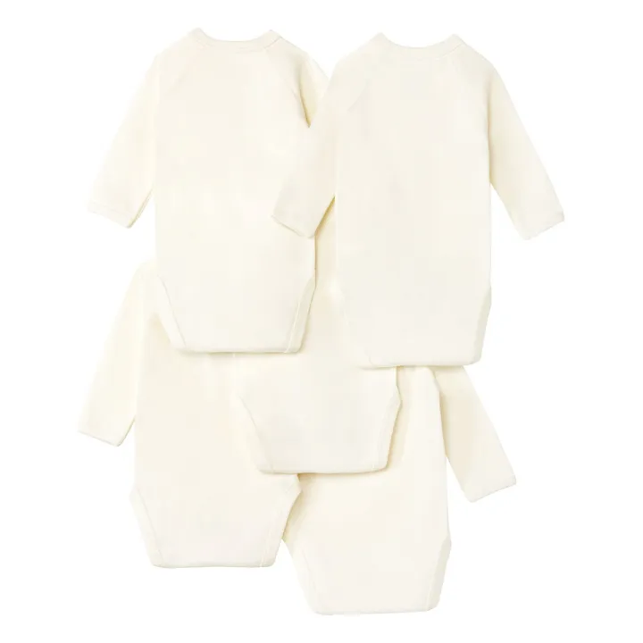 Petit Bateau Lot 5 Bodies Lapin Croisés Coton Bio | Blanc