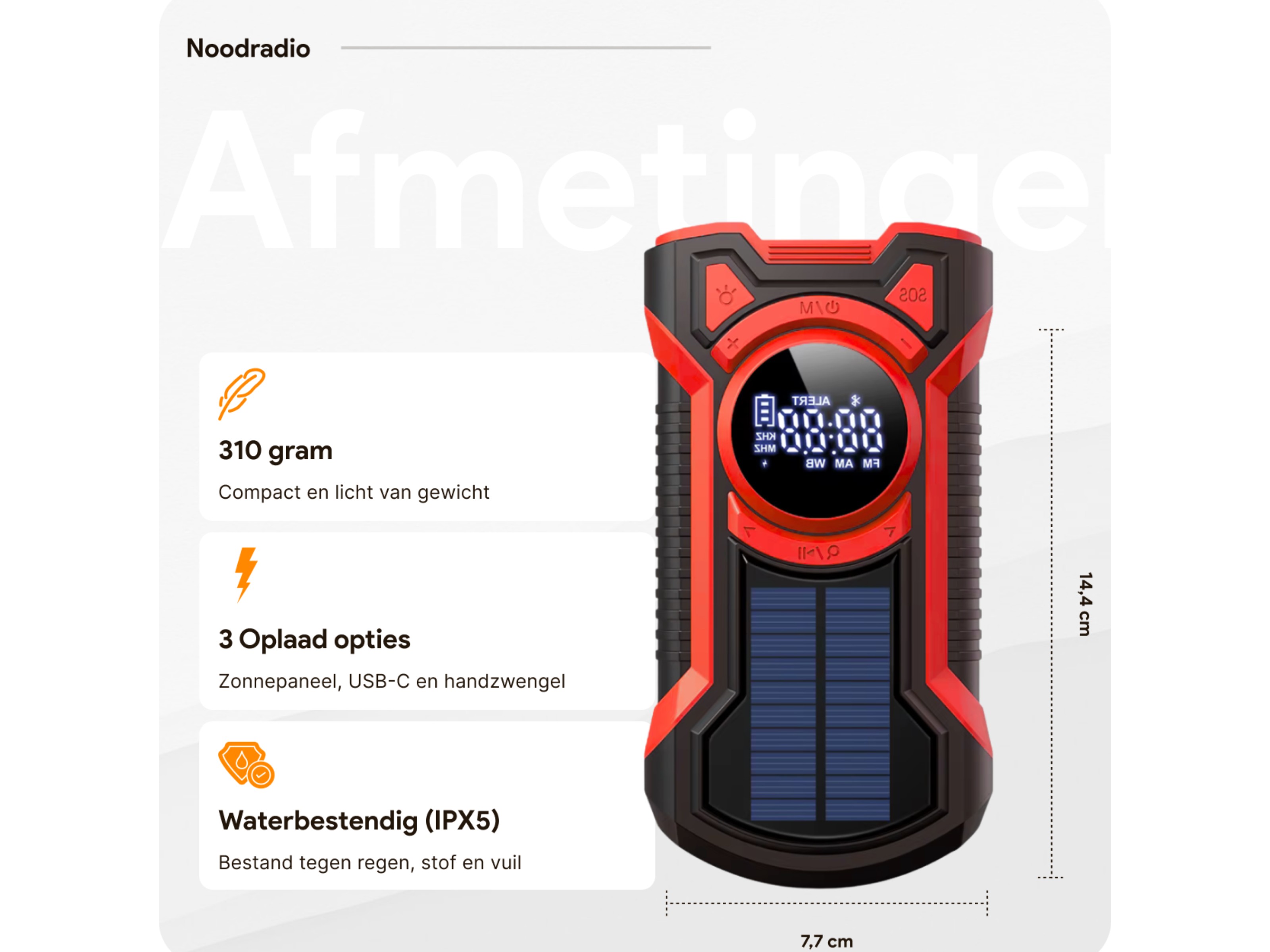 Thousandtravelmiles Noodradio met powerbank - Red