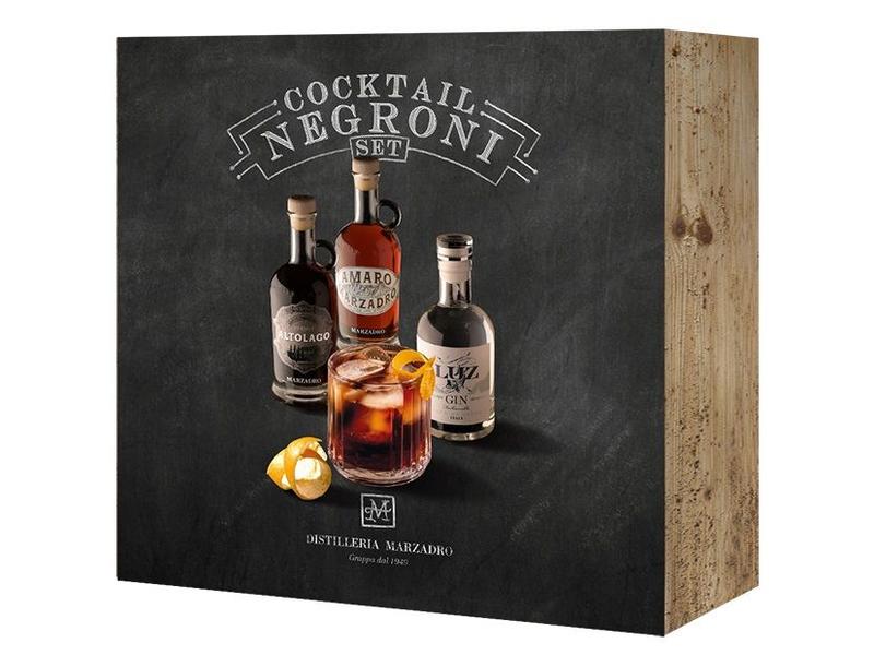 Marzadro Geschenkset Grappa Negroni mit Gläsern und Karaffe Set mit Spirituose, Gläsern und Karaffe